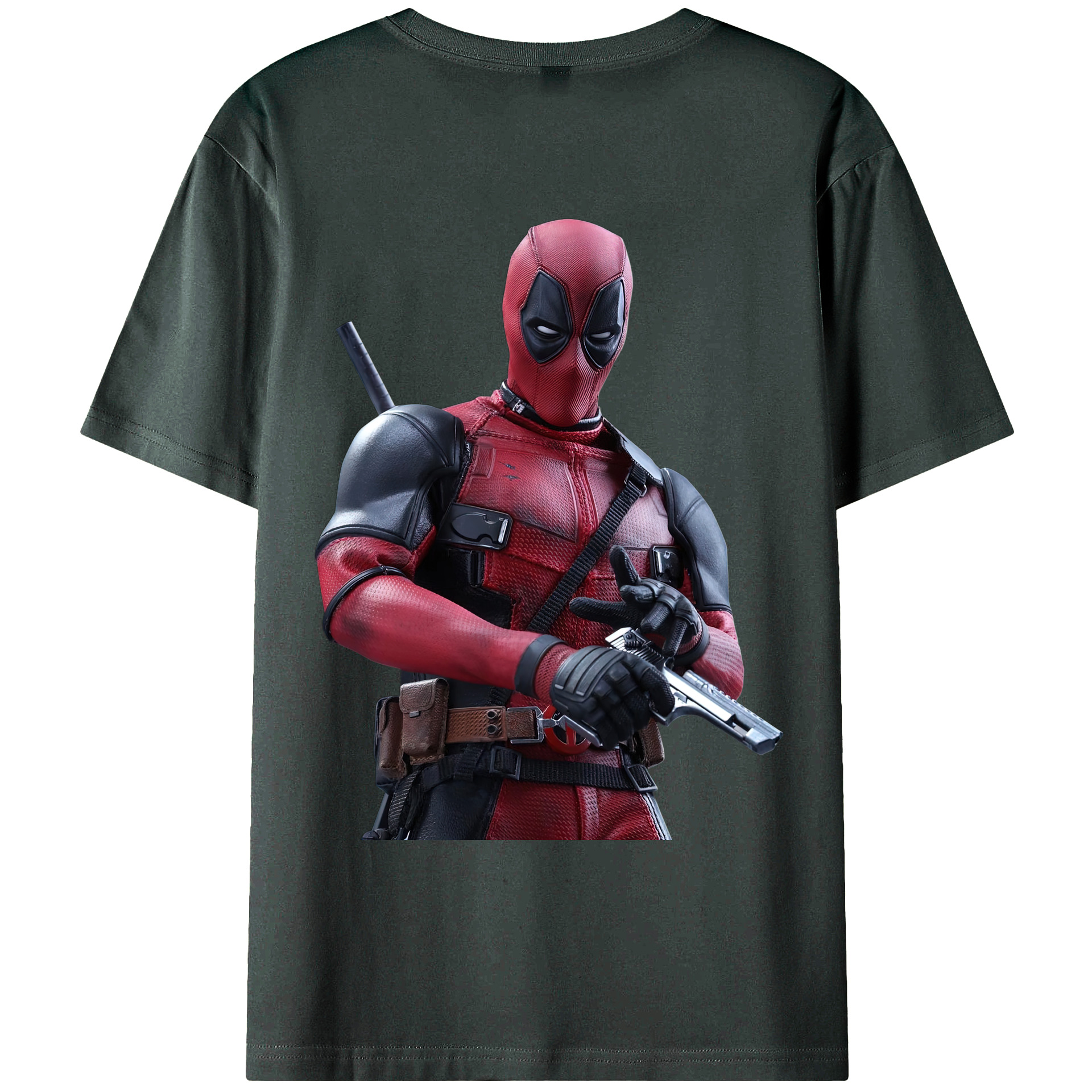 （画像用） Deadpool デッドプール 綿100％ メンズ半袖Tシャツ（バックプリント） 通気性